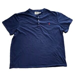 POLO Ralph Lauren Denim & Supply Men's 3XL Short Sleeve Henley Shirt Blue 3TG